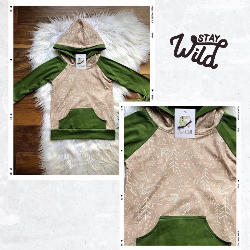 Adventure Awaits Tee: Wolves and Bears in the Fall Forest Hoodie for kids - Picture 2 of 4